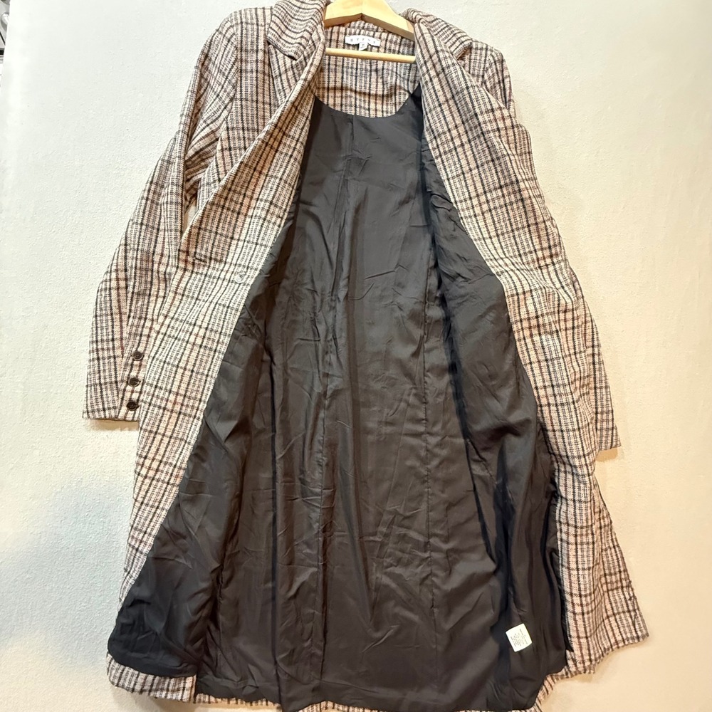 HYFVE Plaid Double Breasted Long Tailored Trench Dark Academia Fall Coat Women M - Picture 8 of 14